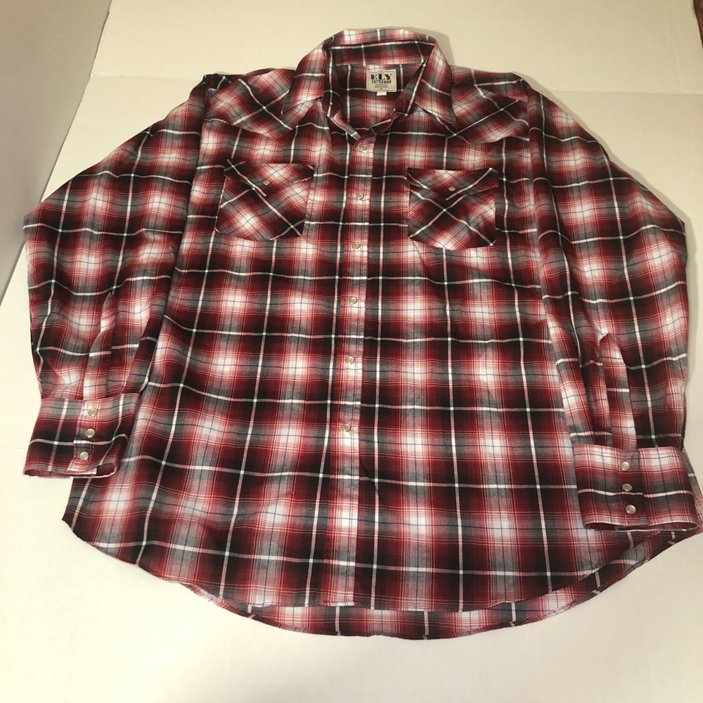 Men's Ely Cattleman Pearl Snap XL Shirt Western Pockets Long Sleeve Snap Cuff